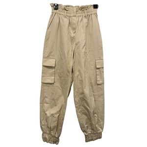 BP Nordstrom Womens XS Tan Beige High Rise Paperbag Cargo Jogger Pants Cotton